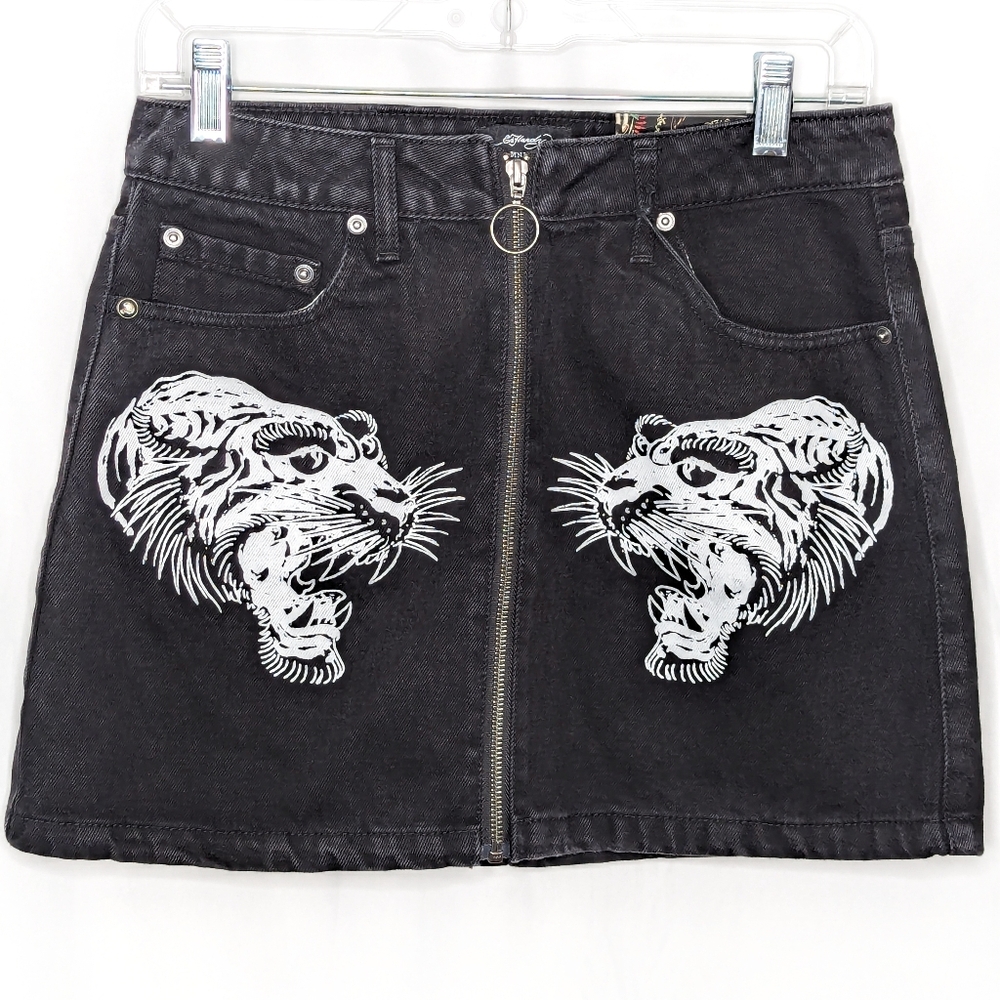 Ed Hardy Black Denim Mini Skirt